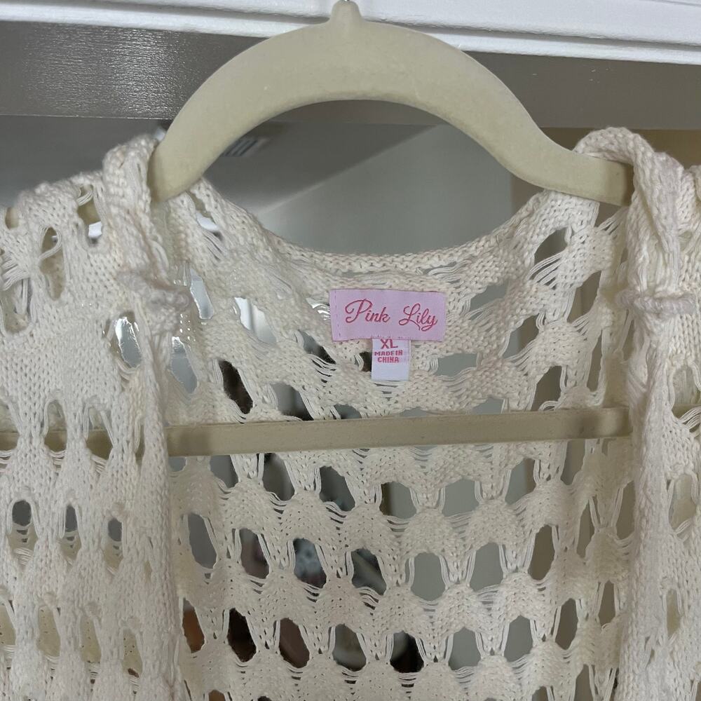 PINK LILY Crochet Long Sweater, 100% Cotton, XL - Picture 3 of 5